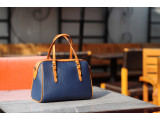 MAYA Duffle bag - In Natural Milled Leather - Blue Navy