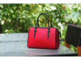 MAYA Duffle bag - In Natural Milled Leather - Red