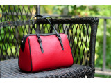 MAYA Duffle bag - In Natural Milled Leather - Red