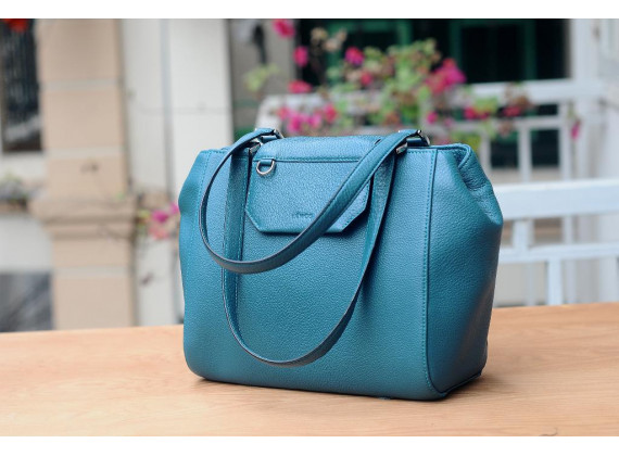 SECRET Tote Bags - In Natural Milled Leather - Teal