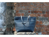 MAINO TOTE - In Natural Milled Leather - Navy Blue