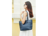 MAINO TOTE - In Natural Milled Leather - Navy Blue