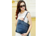 MAINO TOTE  - In Natural Milled Leather - Blue Limo-GZ59-75