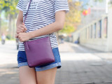 MONTANA crossbody bag  -  In Natural Milled Leather - Purple 