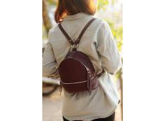 PHIDU BACKPACK - In Natural Milled Leather - Purple- FO49-94