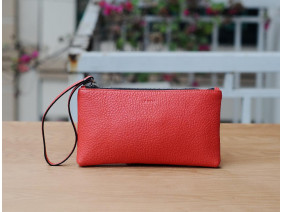 MABEL Clutch - Clutch cầm tay khóa kéo nữ bằng da thật màu Đỏ cam- FQ19-41