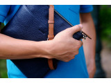 UNI Crossbody bag - In Natural Milled Leather - Blue Navy 