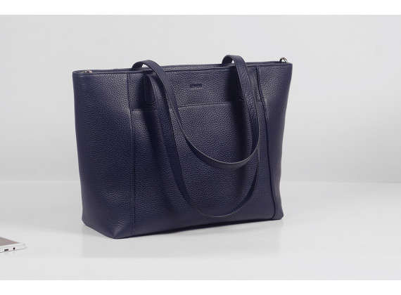 FAR-FLU Tote  - In Natural Milled Leather - Blue Navy- GP01-71