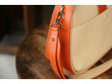 SASSY Crossbody - In Natural Milled Leather - Beige vs Orange-GO82-2644