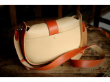 SASSY Crossbody - In Natural Milled Leather - Beige vs Orange-GO82-2644