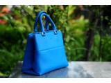 SPRING Satchel bag - In Natural Milled Leather - Blue Sky