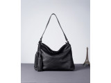 Gina Hobo - In Natural Milled Leather - Black