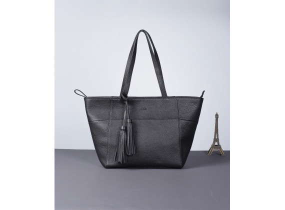 DEA TOTE - In Natural Milled Leather - Black