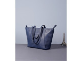 DEA TOTE - In Natural Milled Leather - Navy Blue