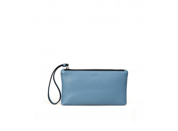 MABEL Clutch - Clutch cầm tay khóa kéo nữ bằng da thật màu Xanh Cerulean - FQ19-76